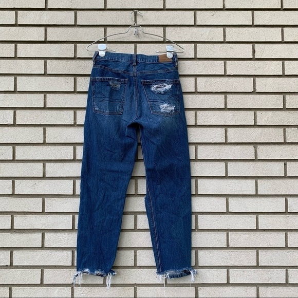 American Eagle 90s Boyfriend Distressed Ripped Destroyed Jeans Blue 00 Short - Picture 10 of 16